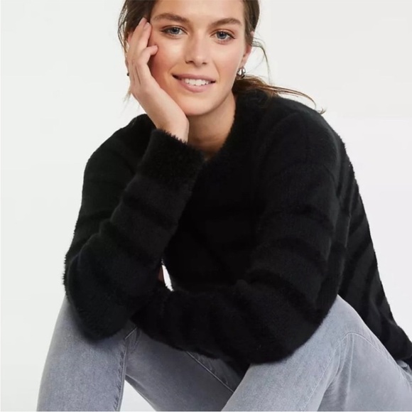 Ann Taylor Sweaters - Ann Taylor Women’s Striped Fringe Black Sweater-xSmall NWT